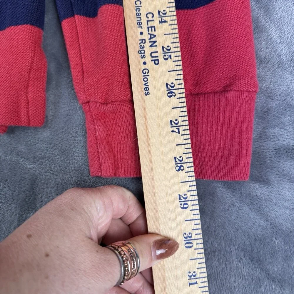 Lauren Ralph Lauren Mens  XL Red & Blue Striped Rugby Shirt Long Sleeve Polo